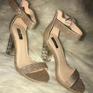 Gold glittery heels